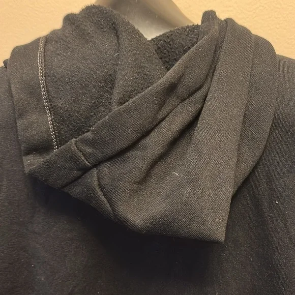 Vintage fleece icon black hoodie with pockets Sz L - Picture 9 of 12